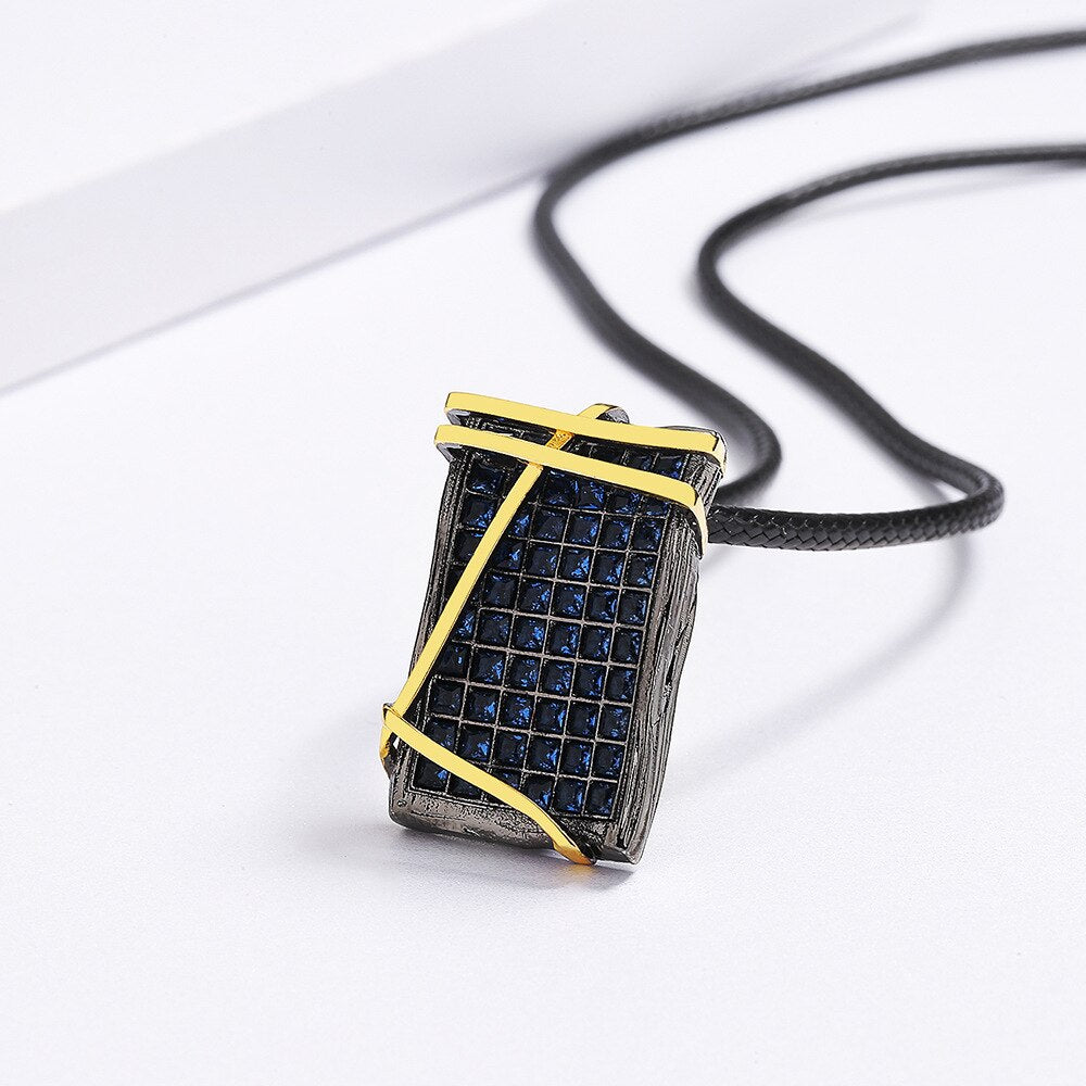 Geometrische halsketting met blauwe sierstenen