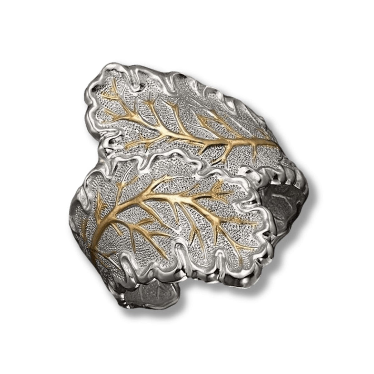 Bladvormige ring met gouden accenten