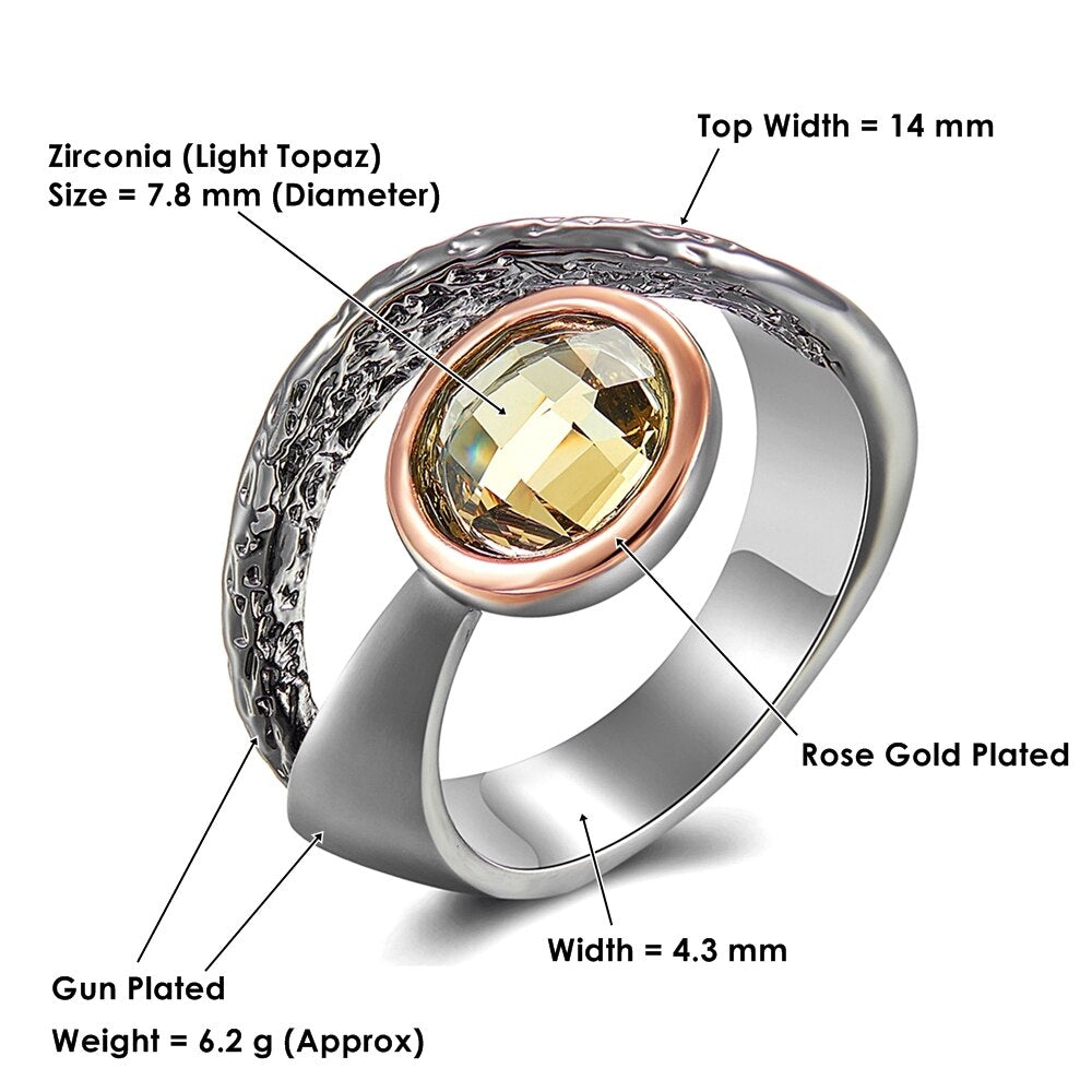 Eenvoudige ring met licht gele siersteen