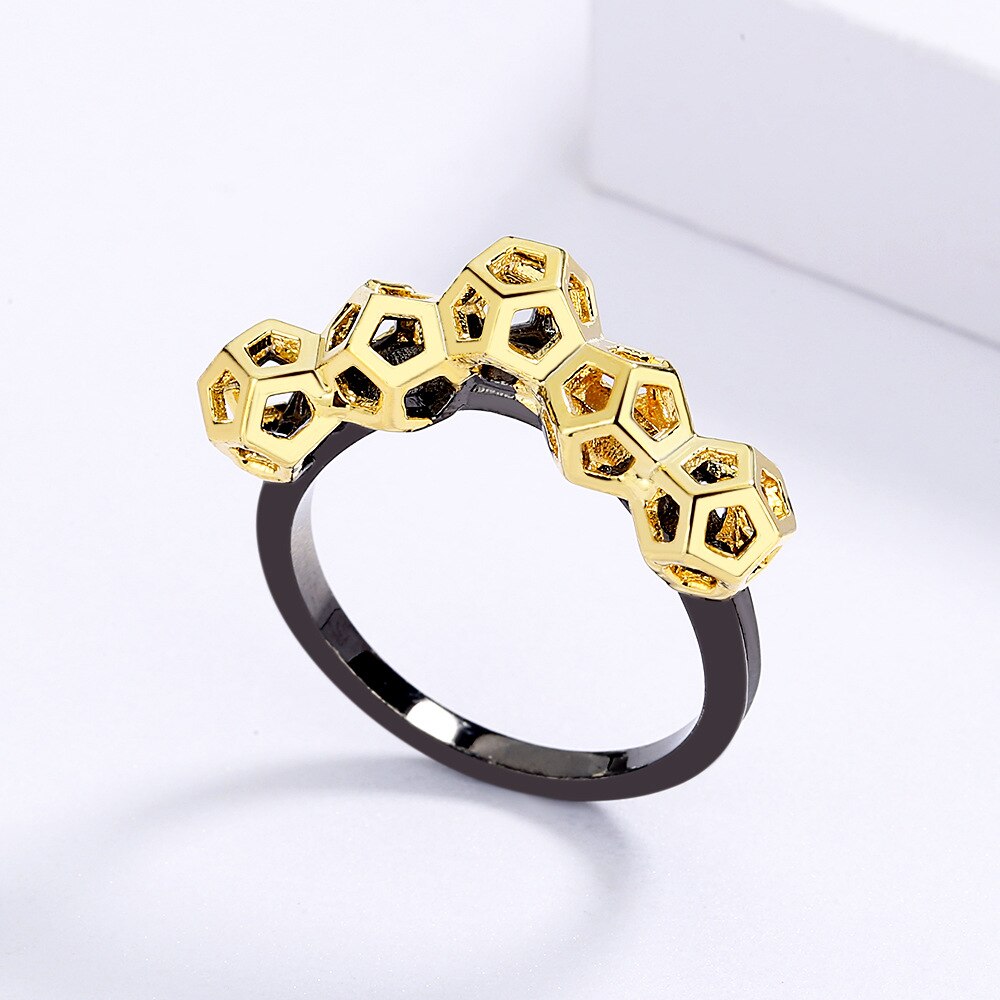 Gouden honingraat ring
