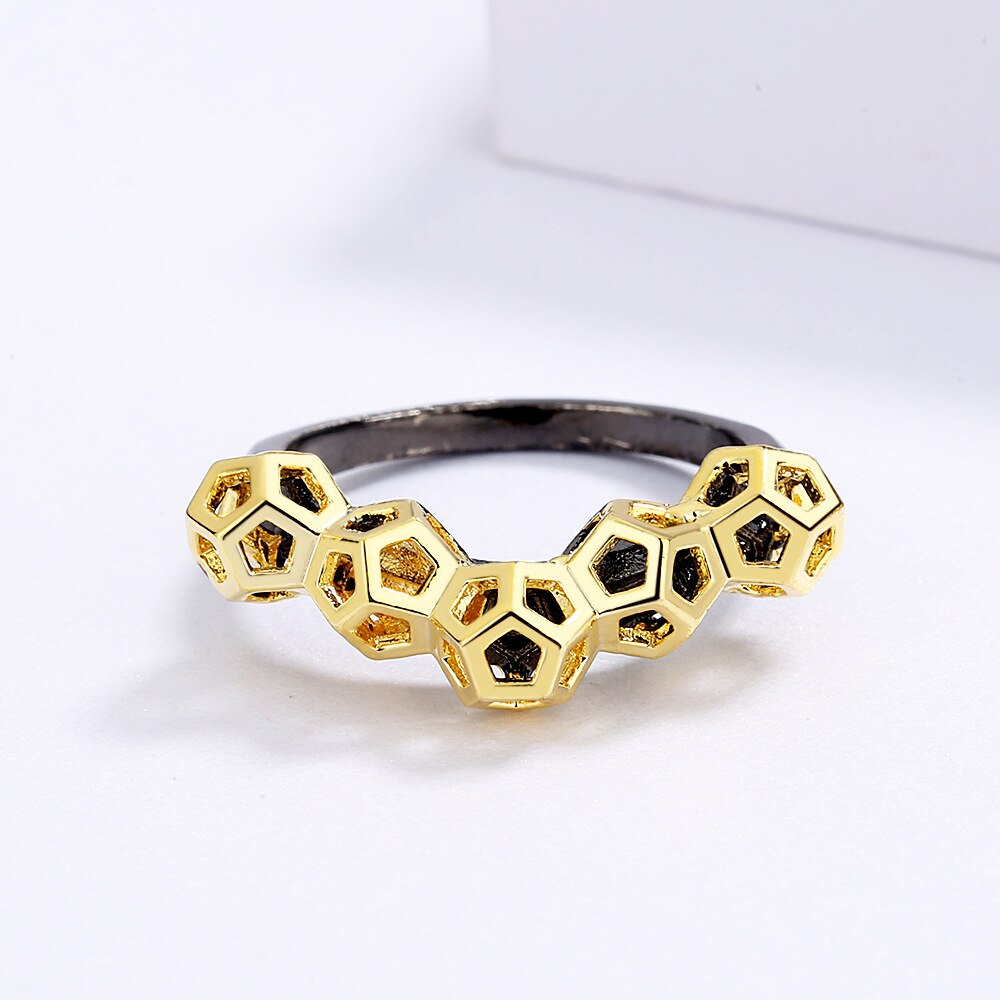 Gouden honingraat ring