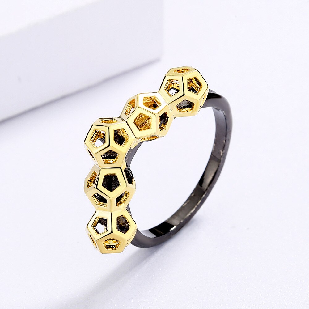 Gouden honingraat ring