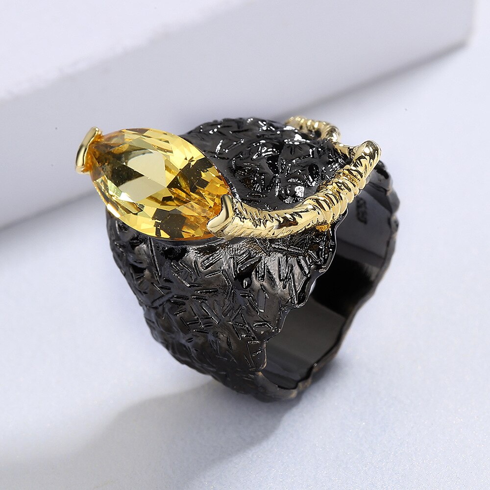 Unieke ring met gele siersteen