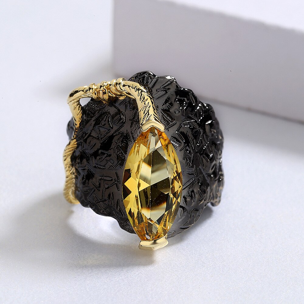 Unieke ring met gele siersteen